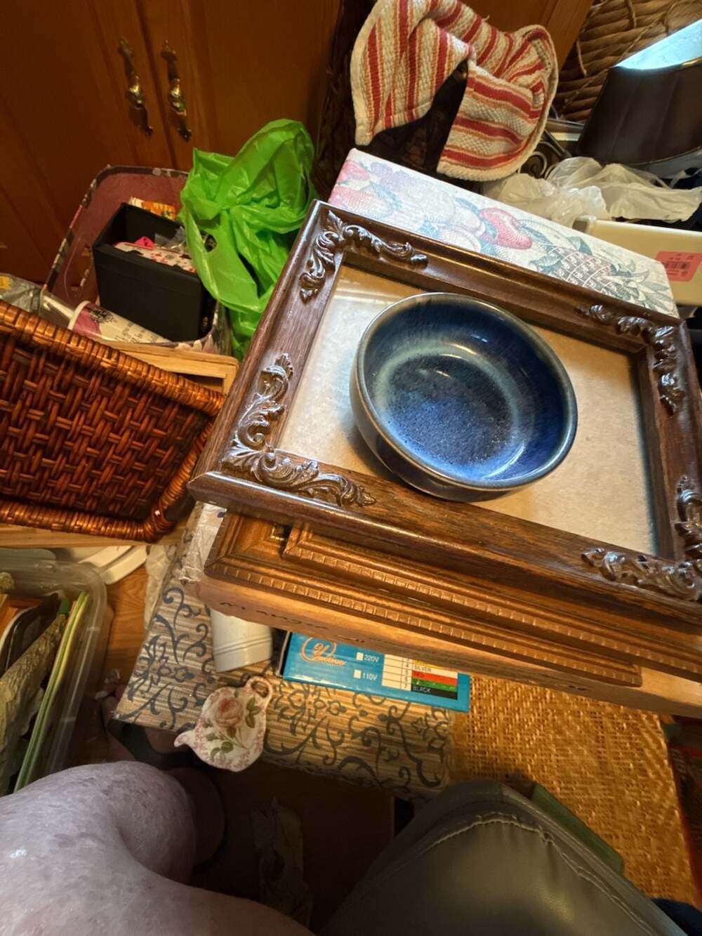 Blue Glazed Studio Pottery Trinket Bowl